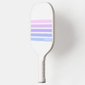 Bleke roze Paarse blauwe strepen Aangepaste tekst Pickleball Paddle (Links)