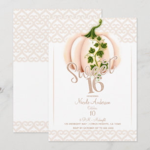 Bleke roze pompoen Herfst Sweet 16 Birthday Party Kaart