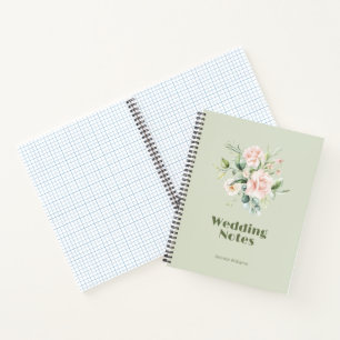 Bleke roze rozen bruiloft notitieboek