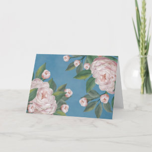 Bleke Roze Rozen met Marineblauwe Achtergrond Kaart