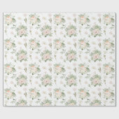 Bleke Roze Rozen Op Wit Cadeaupapier (Vlak)