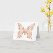 Bleke roze vlinder BLANK Kaart (Gele Bloem)