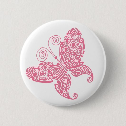 Bleke roze vlinderButton Ronde Button 5,7 Cm (Voorkant)