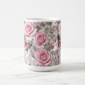 Bleke Roze Vlinders en Rozen Bloemen Koffiemok (Center)
