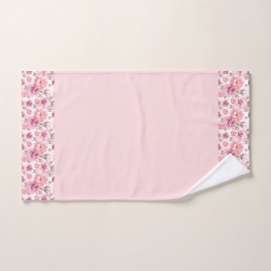 Bleke roze volken op roze achtergrond bad handdoek (Handdoek)