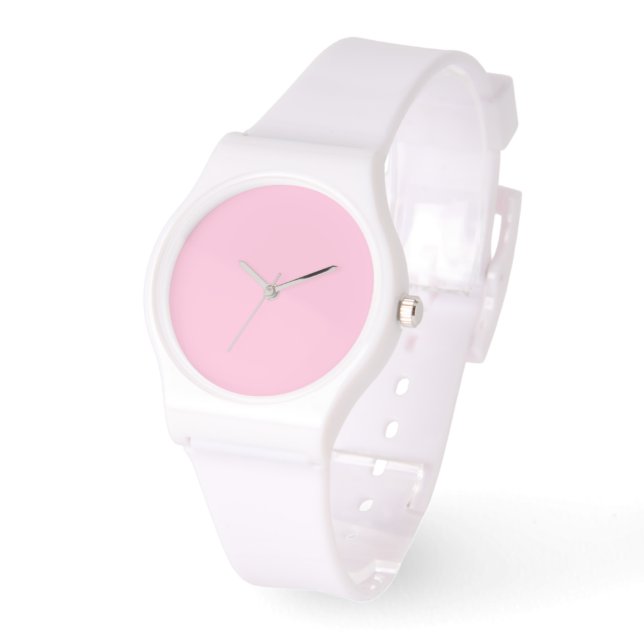 Bleke Roze Wijzerplaat Witte Silicone Horloge (Hoek)