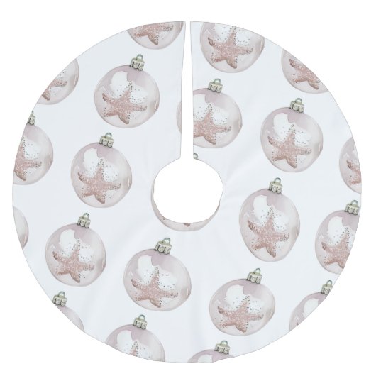 Bleke Roze Zee Star Ornament Pattern Tree Rok Kerstboom Rok (Voorkant)