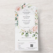 Bleke Rozen bruiloft All In One Uitnodiging (Binnen)