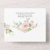 Bleke Rozen bruiloft All In One Uitnodiging (Achterkant)