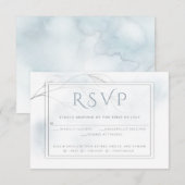Bleke Stusty Blue Waterverf Was grijs Wilg RSVP Kaartje (Voorkant / Achterkant)