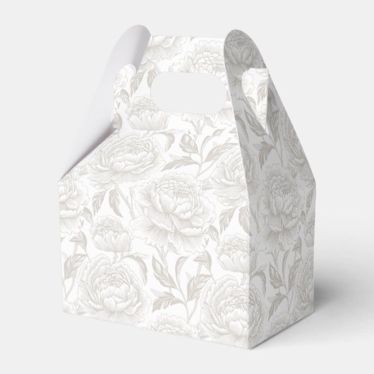 Bleke Taupe Monogram Crest Chinoiserie Peonies Bedankdoosjes (Achterkant)