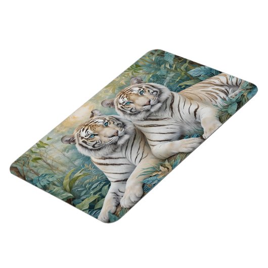 Bleke tijgers in een blauw groen Oerwoud Magneet (Linkerzijde)