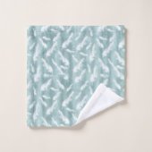 Bleke zachte pasteltinten, groen en veren bad handdoek (Wasdoekje)