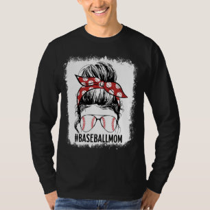 Bleken honkbal Mam Bun Game Day Moederdag T-shirt