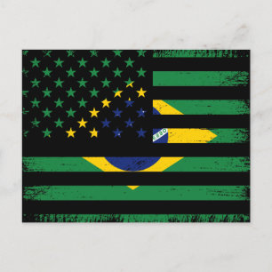 Blend van de Amerikaanse en Braziliaanse vlaggen, Briefkaart