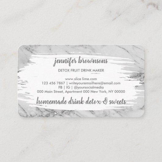 Blender Fruits Mixed drink fresh juice marble Visitekaartje (Achterkant)