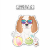 Blenheim Cavalier King Charles Spaniel Beach Sticker (Voorkant)