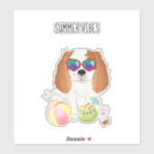 Blenheim Cavalier King Charles Spaniel Beach Sticker (Vel)