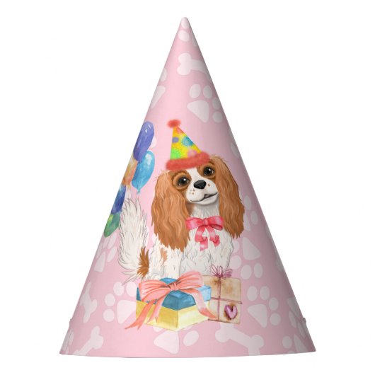 Blenheim Cavalier King Charles Spaniel Birthday Feesthoedjes (Voorkant)