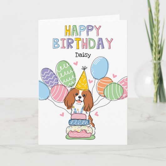 Blenheim Cavalier King Charles Spaniel Birthday Kaart (Voorkant)