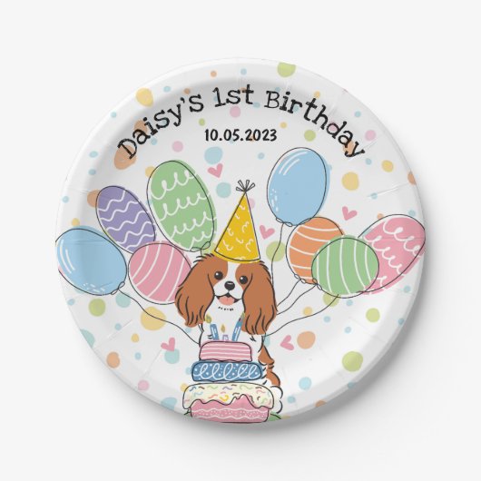 Blenheim Cavalier King Charles Spaniel Birthday Papieren Bordje (Voorkant)
