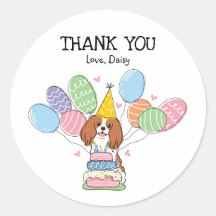 Blenheim Cavalier King Charles Spaniel Birthday Ronde Sticker