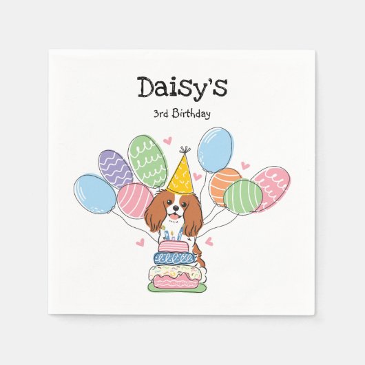 Blenheim Cavalier King Charles Spaniel Birthday Servet (Voorkant)
