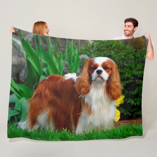Blenheim Cavalier King Charles Spaniel Dog Fleece Deken (In situ)
