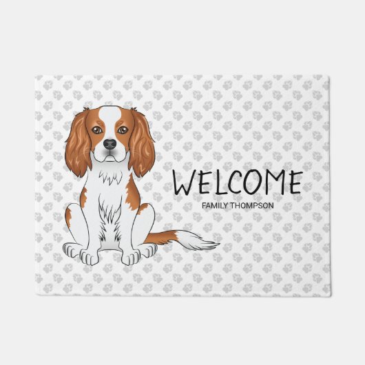 Blenheim Cavalier King Charles Spaniel & Text Deurmat (Voorkant)