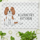 Blenheim Cavalier King Charles Spaniel & Text Theedoek (Gevouwen)