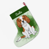 Blenheim Cavalier koning Charles spaniel over groe Grote Kerstsok (Achterkant (Hangend))