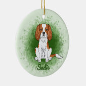 Blenheim Cavalier koning Charles spaniel over groe Keramisch Ornament (Rechts)