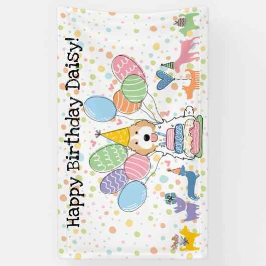 Blenheim Cockapoo Cavapoo Hond Verjaardagsfeestje Spandoek (Verticaal)