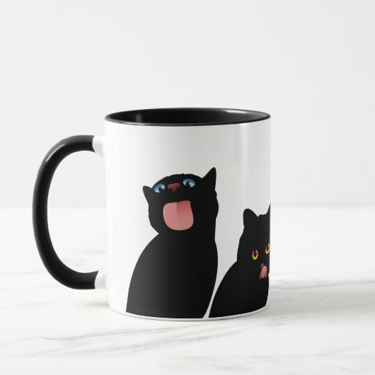Blep! Black Cats Licking Windows Mok (Links)