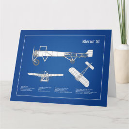 Bleriot XI - Vliegtuigblauwdruk Tekenplannen ABD Bedankkaart