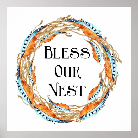 Bless Our Nest Boho Feathers Poster (Voorkant)