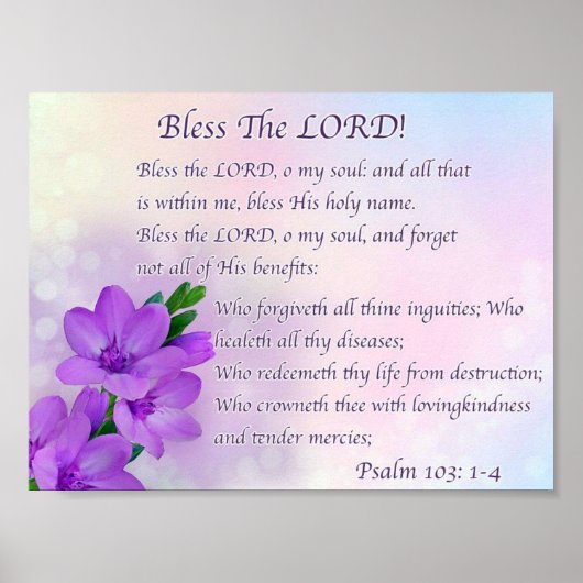 Bless The Lord O My Soul. Poster (Voorkant)