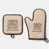 Bless This House met tekst en afbeelding sjablonen Ovenwant & Pannenlap Set (Voorkant)