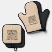 Bless This House met tekst en afbeelding sjablonen Ovenwant & Pannenlap Set (Voorkant / Achterkant)