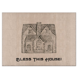 Bless This House met tekst en afbeelding sjablonen Snijplank