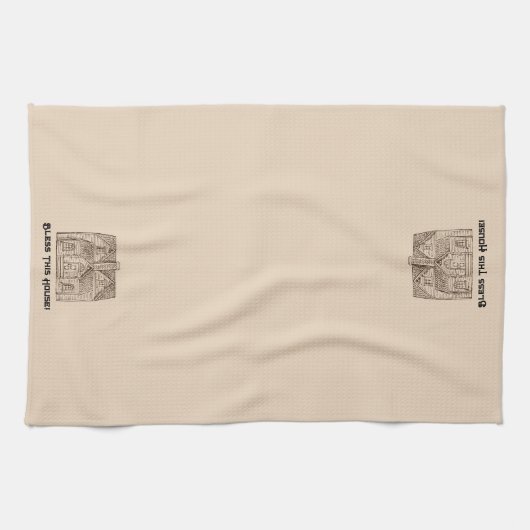 Bless This House w / tekst & afbeelding sjabloon 6 Theedoek (Horizontaal)