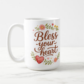 Bless Your Heart – Cozy Floral Quote Graphic Koffiemok