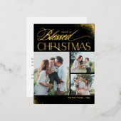 Blessé Noël FOIL Carte postale Fêtes Religieuses (Recto/Verso)