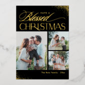 Blessé Noël VRAI FOIL Carte de vacances religieuse (Recto)