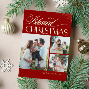 Blessé Noël VRAI FOIL Carte de vacances religieuse