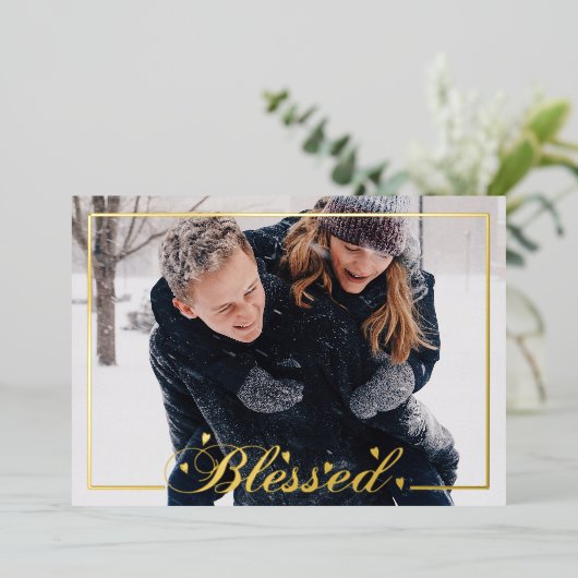 Blessé Script 5 x 7 Photo Foil Carte de vacances (Debout devant)