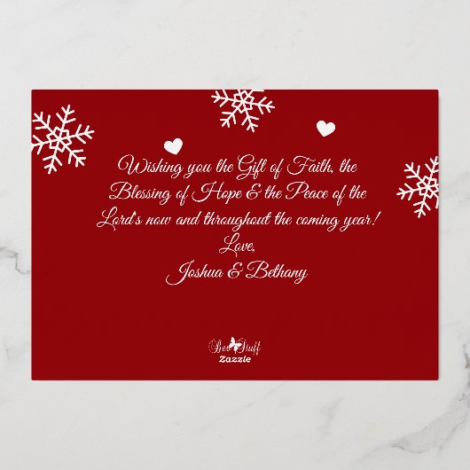 Blessé Script 5 x 7 Photo Foil Carte de vacances (Verso)