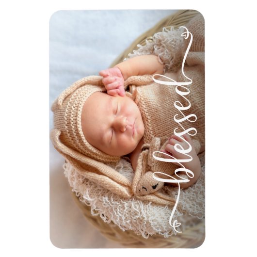 Blessé Script Baby Photo Magnet (Vertical)
