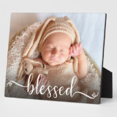 Blessé Script Baby Photo Plaque (Côté)