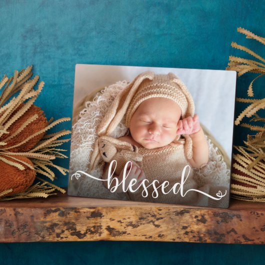 Blessé Script Baby Photo Plaque (Côté)